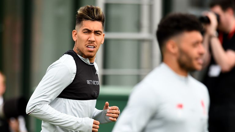 Roberto Firmino during a training session at Melwood on April 30, 2019 ahead of Liverpool's Champions League semi-final, first leg against Barcelona