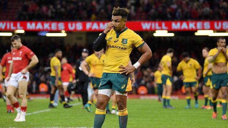 Australia&#39;s current scrum half, Will Genia after Australia&#39;s 9-6 loss to Wales in the Autumn.