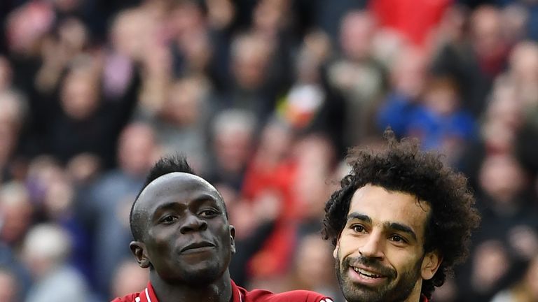 Sadio Mane and Mohamed Salah during Liverpool's 3-0 win over Southampton at Anfield in September 2018