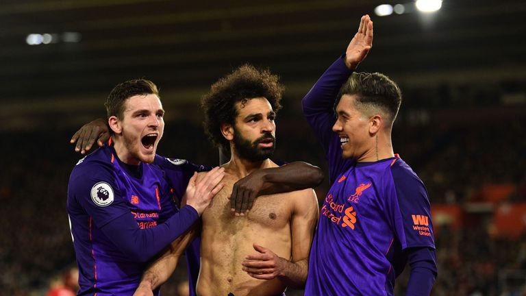 Salah celebrates his goal against Southampton