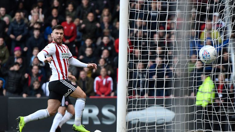 Scott Hogan makes it 1-0 to Sheffield United at home to Ipswich