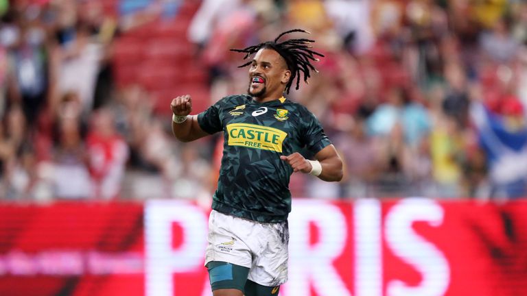 Selvyn Davids of South Africa celebrates winning 