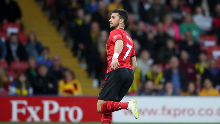 Southampton's Shane Long celebrates scoring his side's first goal of the game during the Premier League match at Vicarage Road, Watford. PRESS ASSOCIATION Photo. Picture date: Tuesday April 23, 2019. See PA story SOCCER Watford. Photo credit should read: Adam Davy/PA Wire. RESTRICTIONS: EDITORIAL USE ONLY No use with unauthorised audio, video, data, fixture lists, club/league logos or "live" services. Online in-match use limited to 120 images, no video emulation. No use in betting, games or single club/league/player publications.