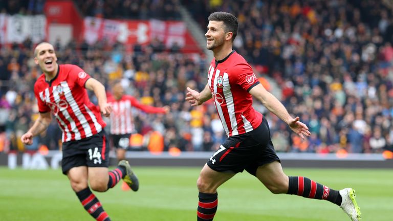 Shane Long celebrates after scoring Southampton's third goal