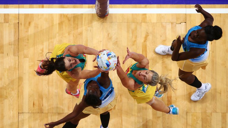 Sharni Layton during the 2015 Netball World Cup match between Australia and Barbados at Allphones Arena on August 8, 2015 in Sydney, Australia.