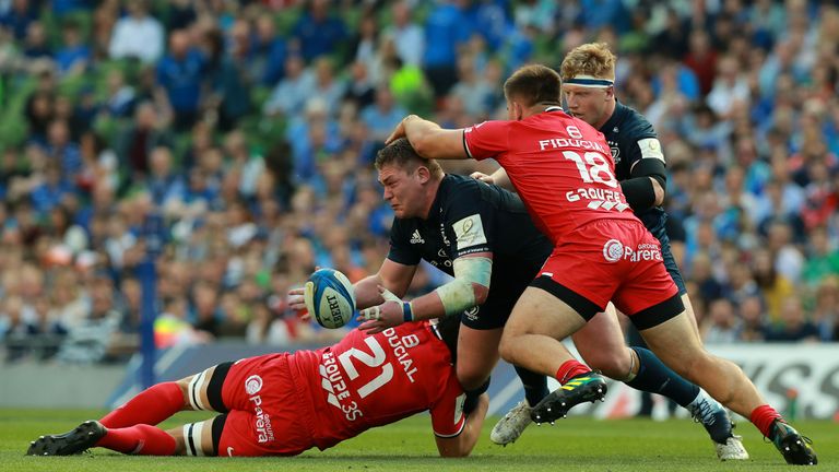 Tadhg Furlong headed off to a rousing reception as Leinster progressed