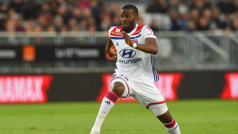 Lyon&#39;s Tanguy Ndombele in action during the Ligue 1 match against Bordeaux