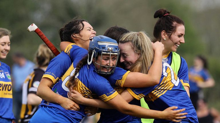 Tipperary players celebrate at the final whistle. INPHO/Lorraine O'Sullivan