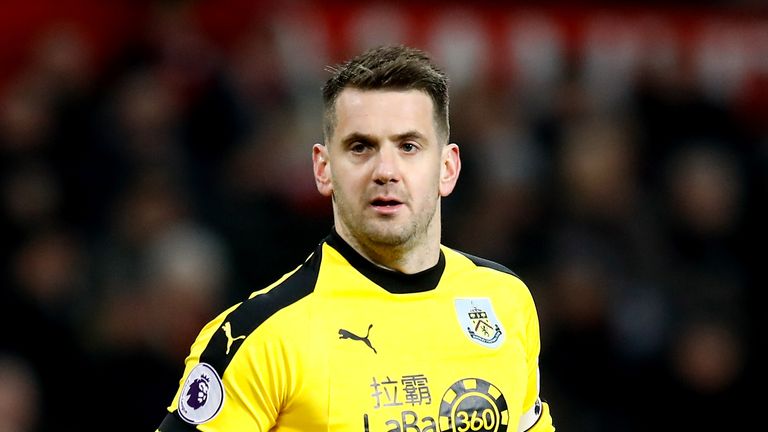 Burnley goalkeeper Tom Heaton in action against Manchester United at Old Trafford