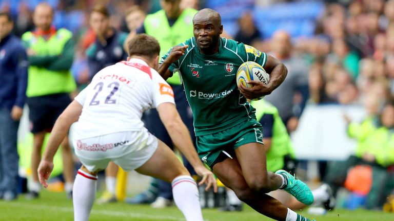 Topsy Ojo during the Aviva Premiership match between London Irish and Leicester Tigers  at Madejski Stadium on October 7, 2017 in Reading, England.