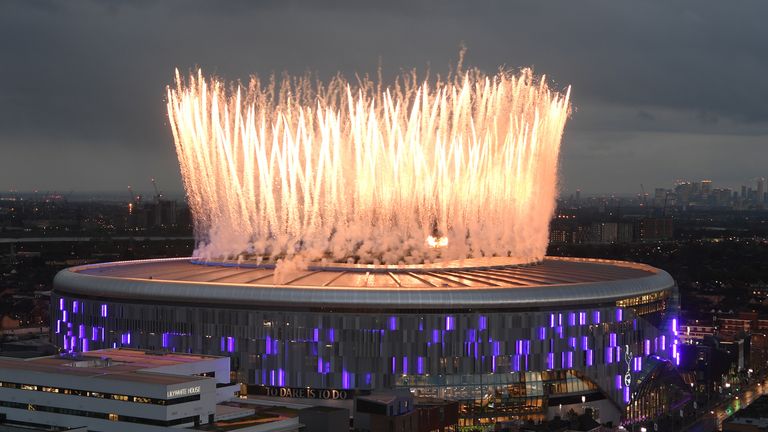 Fireworks explode above the new Tottenham Hotspur Stadium during the opening ceremony