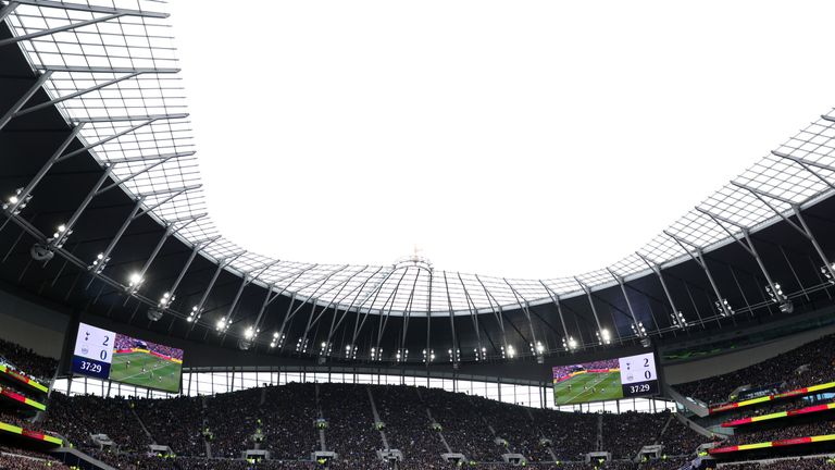 A view inside Tottenham Hotspur Stadium during the Premier League match between Tottenham and Huddersfield on April 13, 2019