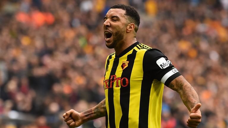 Troy Deeney celebrates his equalising penalty in the FA Cup semi-final