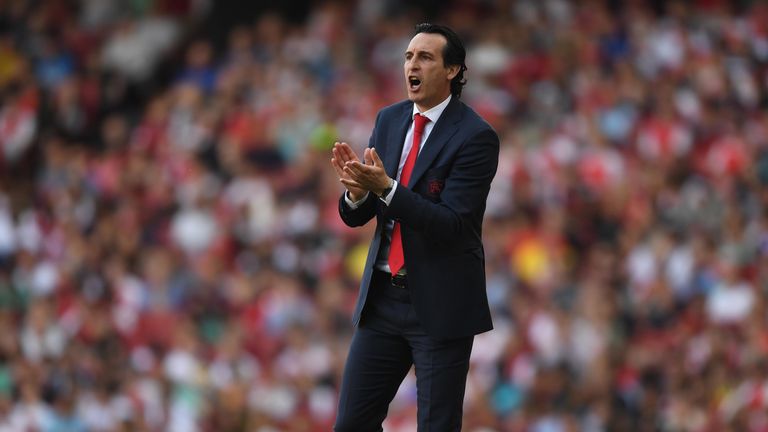 Arsenal Head Coach Unai Emery during the Premier League match between Arsenal FC and Crystal Palace at Emirates Stadium on April 21, 2019 in London, United Kingdom.