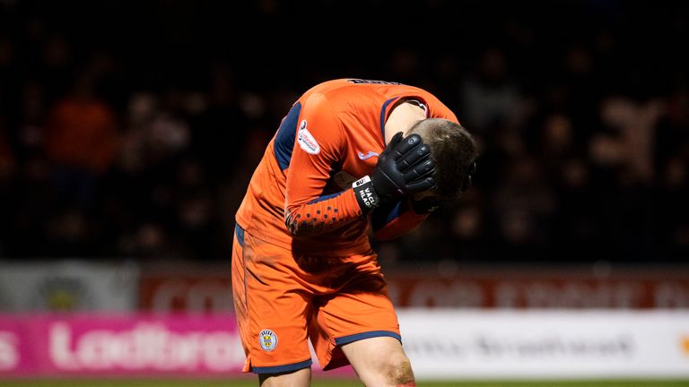 St Mirren's Vaclav Hladky reacts after an object is thrown from the crowd
