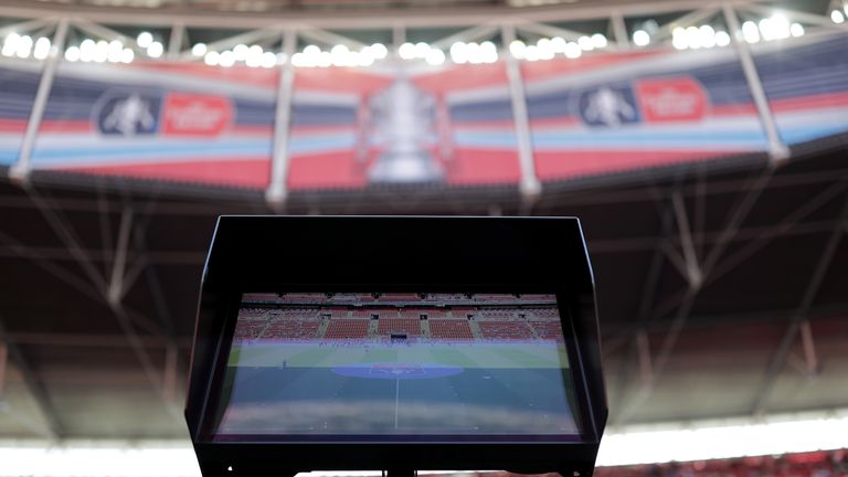 VAR during the The Emirates FA Cup Semi Final match between Chelsea and Southampton at Wembley Stadium on April 22, 2018 in London, England.