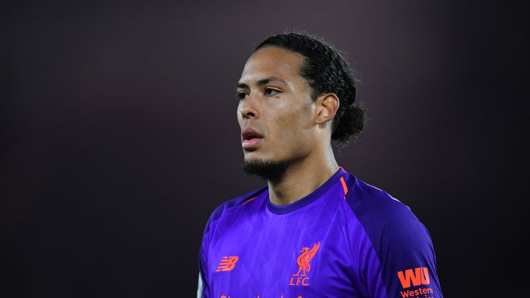 Virgil van Dijk of Liverpool looks on during the Premier League match between Southampton FC and Liverpool FC at St Mary&#39;s Stadium on April 05, 2019 in Southampton, United Kingdom.