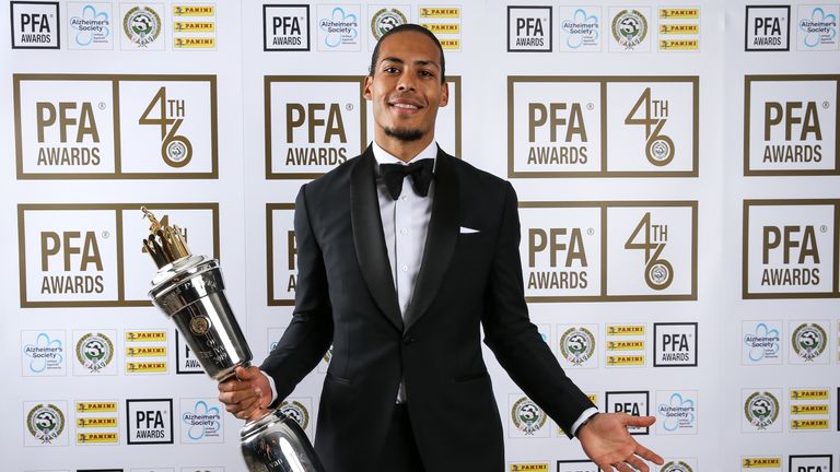 Virgil van Dijk at the PFA Awards in London