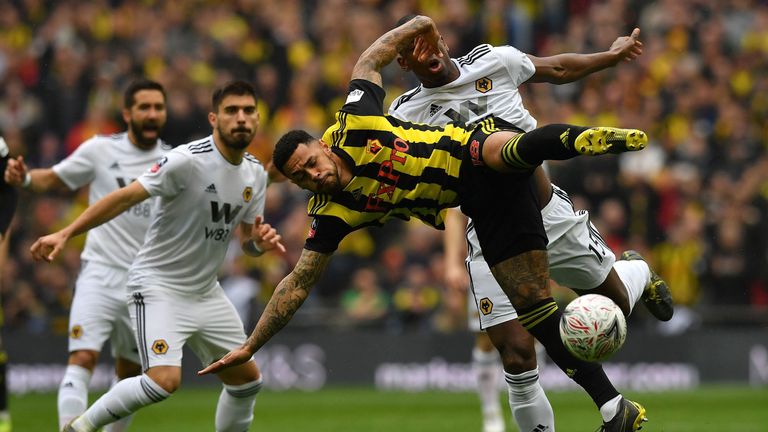 Action from Watford vs Wolves in the FA Cup semi-finals