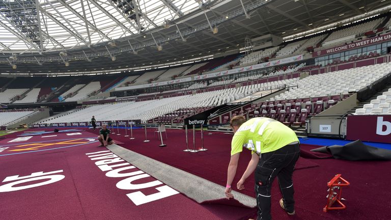 West Ham laying claret pitch surround