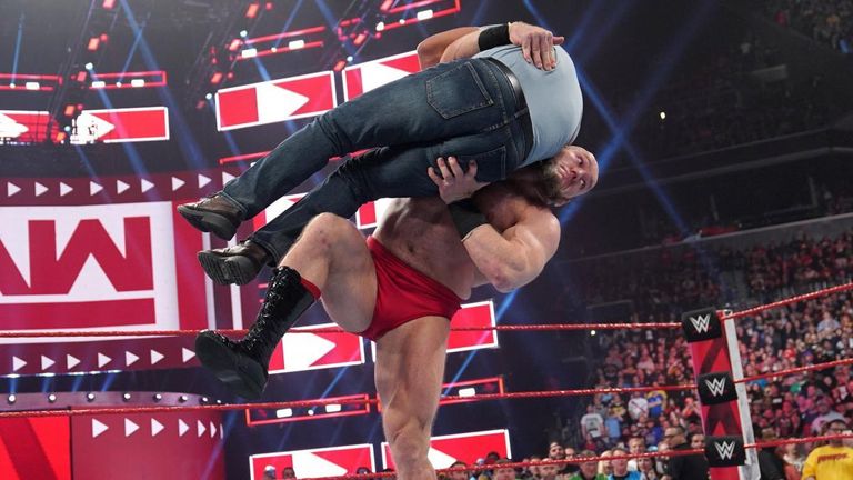 lars sullivan debuts on raw attacking kurt angle