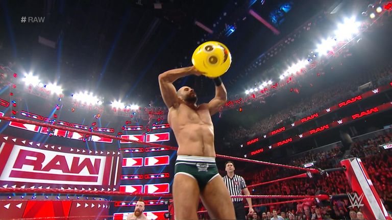 cesaro destroys beach ball on wwe raw