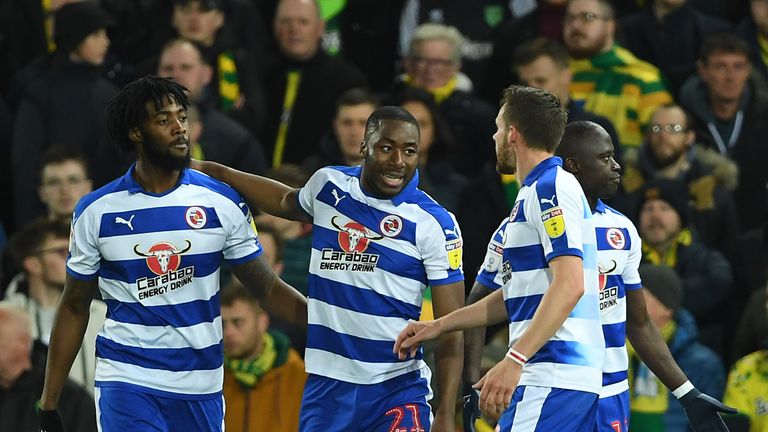Reading's Yakou Meite celebrates scoring the opening goal against Norwich