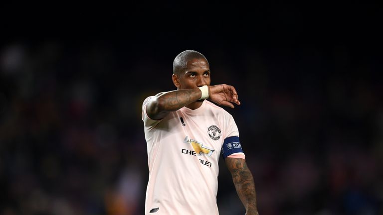 Ashley Young after Manchester United's Champions League defeat in Barcelona