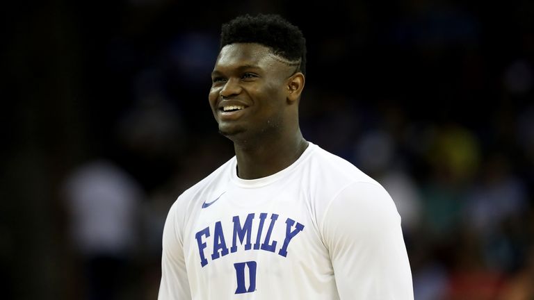 Zion Williamson #1 of the Duke Blue Devils warms up prior to the second round game against the UCF Knights of the 2019 NCAA Men's Basketball Tournament at Colonial Life Arena on March 24, 2019 in Columbia, South Carolina.