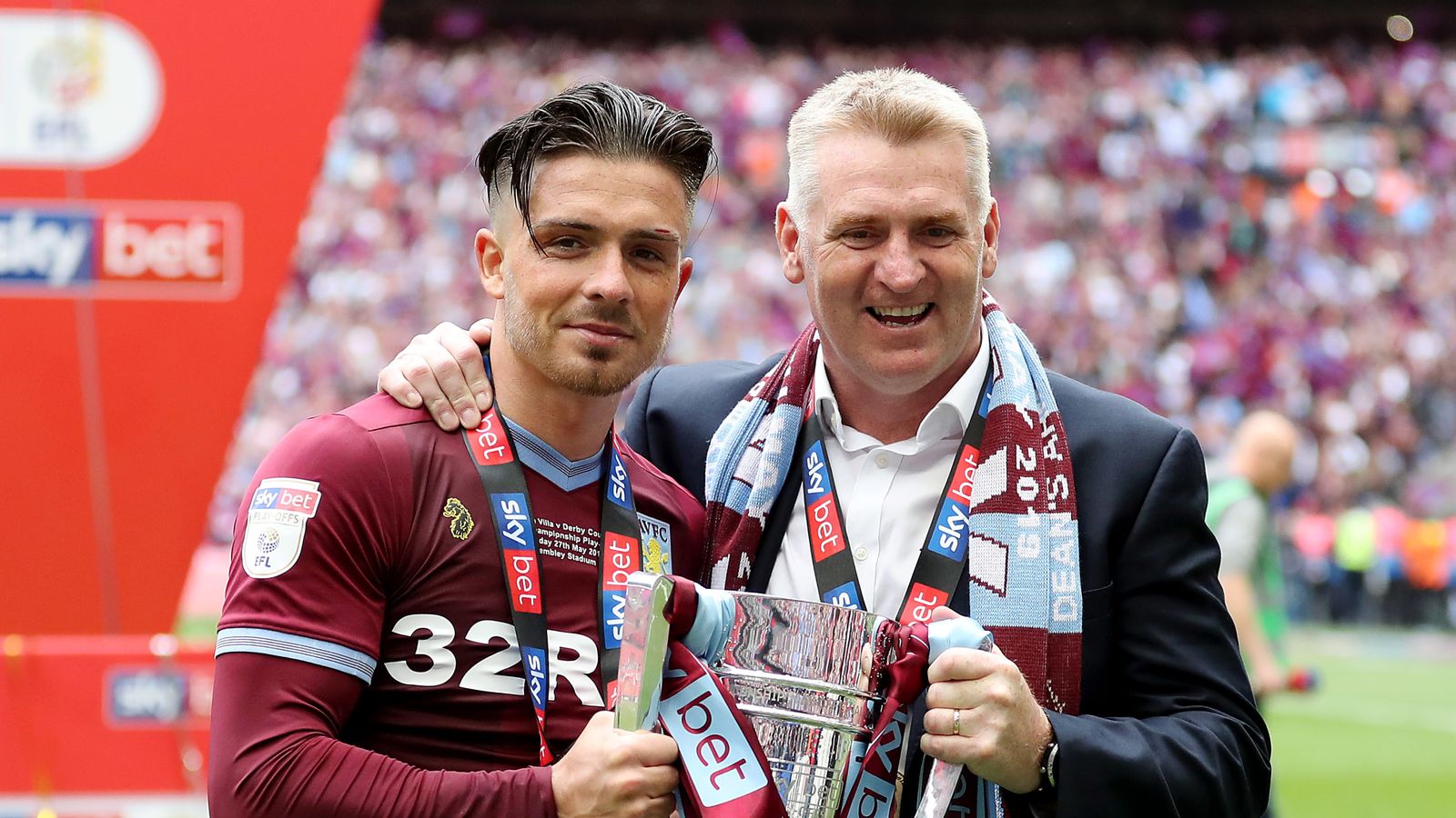 Aston Villa 2 1 Derby Villa promoted to Premier League after play off final win Football News Sky Sports