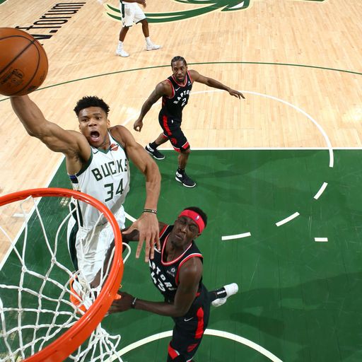 giannis antetokounmpo dunks from outside the three point line