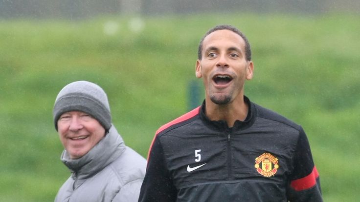 Sir Alex Ferguson and Rio Ferdinand at Carrington Training Ground on October 22, 2012 in Manchester, England.