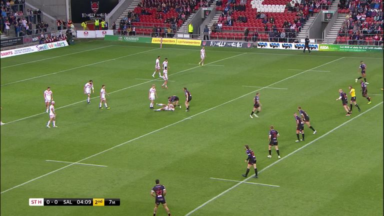The best of the action as St Helens edge Salford in a thrilling Friday night Super League game.