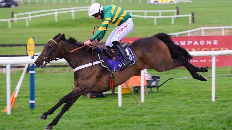 Buveur D'Air and Davy Russell jump the last to win the Grade 1 Betdaq Champion Hurdle during day four of the Punchestown Festival at Punchestown Racecourse, County Kildare, Ireland. PRESS ASSOCIATION Photo. Picture date: Friday May 3, 2019. See PA story RACING Punchestown. Photo credit should read: PA Wire
