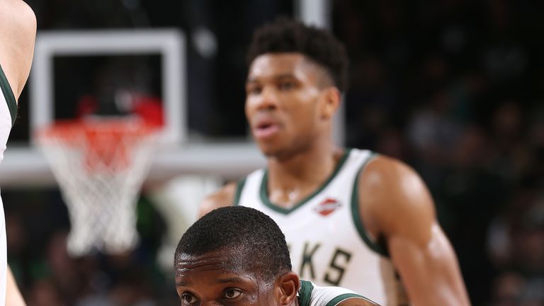 Eric Bledsoe looks on during Game 5 of the Eastern Conference Finals against the Toronto Raptors