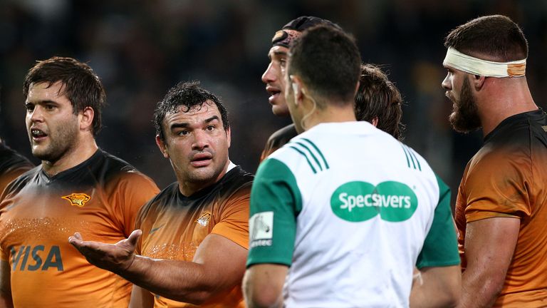 DUNEDIN, NEW ZEALAND - MAY 11: Agustin Creevy of the Jaguares reacts during the round 13 Super Rugby match between the Highlanders and the Jaguares at Forsyth Barr Stadium on May 11, 2019 in Dunedin, New Zealand. (Photo by Dianne Manson/Getty Images)