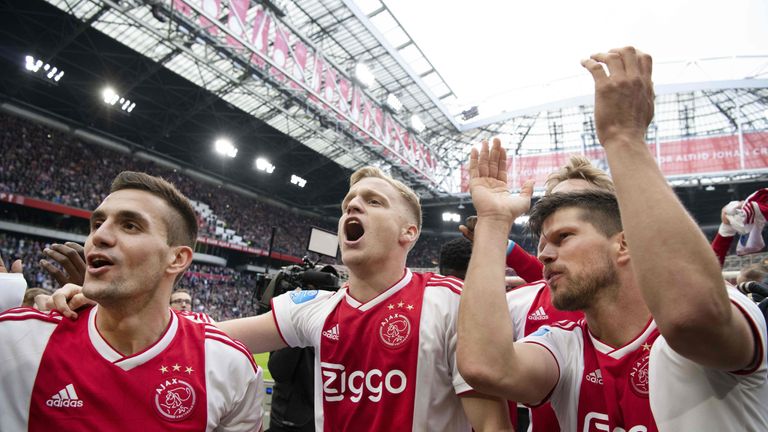 Ajax celebrating beating Utrecht