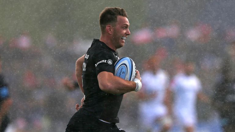 Alex Lewington ran in two tries for Saracens against Exeter
