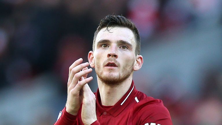 Liverpool defender Andrew Robertson in action