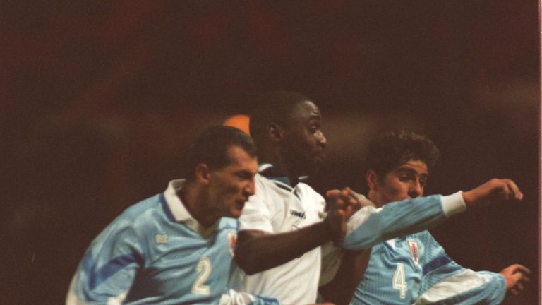 Andy Cole made his England debut against Uruguay in March 1995