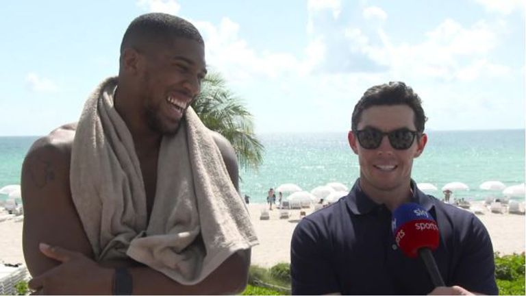 Anthony Joshua received a visit from Rory McIlroy