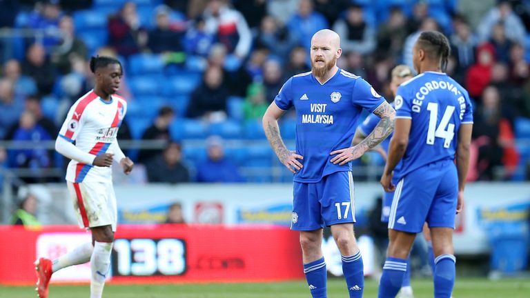 Aron Gunnarsson and Bobby Reid of Cardiff City look dejected