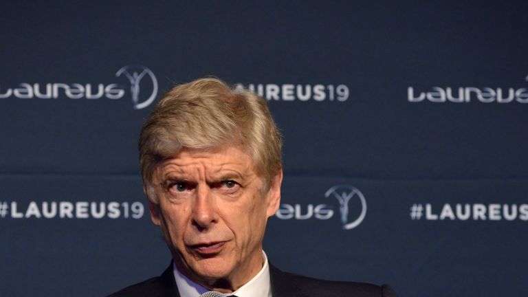 Arsene Wenger speaks at the Winners Press Conference during the 2019 Laureus World Sports Awards in February