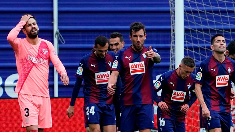 Eibar capitalised on an error by Gerard Pique to score their second of the match