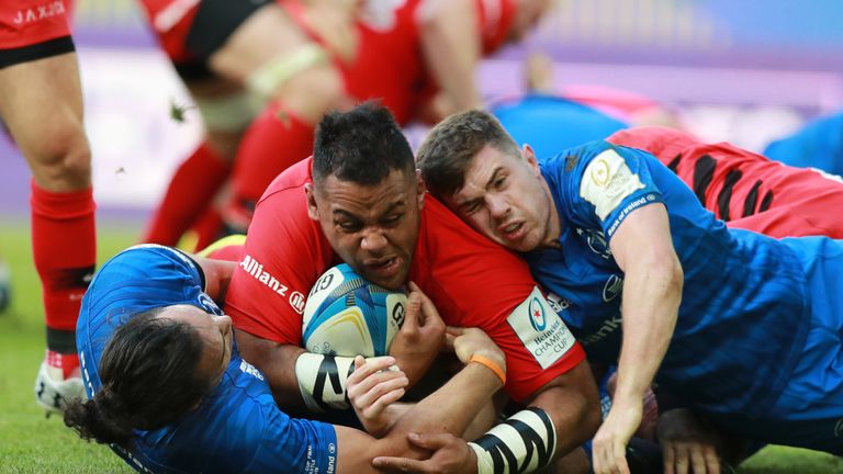 Billy Vunipola burrows his way forward towards the line as Saracens broke clear