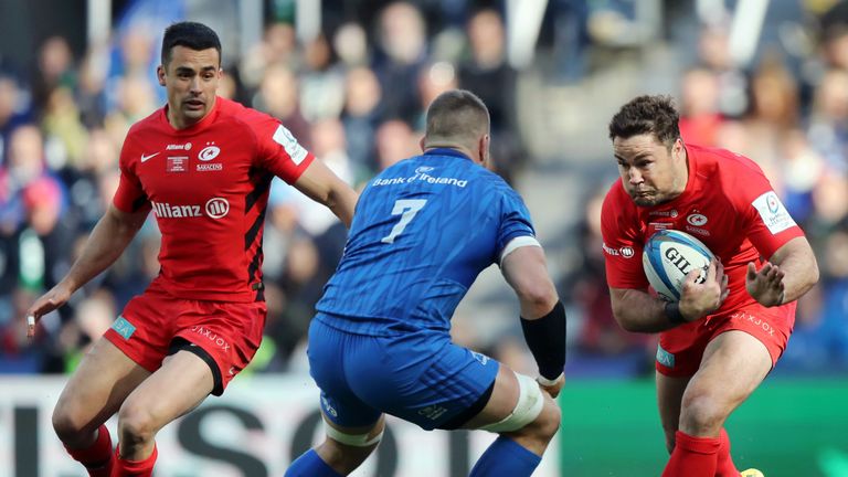 Brad Barritt carries Saracens forward during his man-of-the-match display