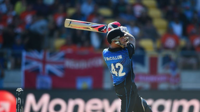 during the 2015 ICC Cricket World Cup match between England and New Zealand at Wellington Regional Stadium on February 20, 2015 in Wellington, New Zealand.