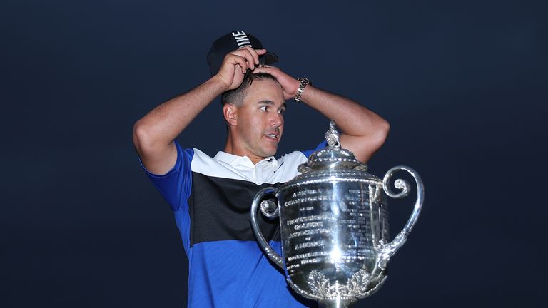 Brooks Koepka celebrates winning the 101st PGA Championship at Bethpage Black