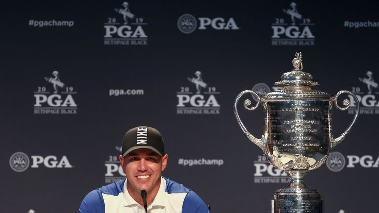 Brooks Koepka at his press conference after winning the PGA Championship
