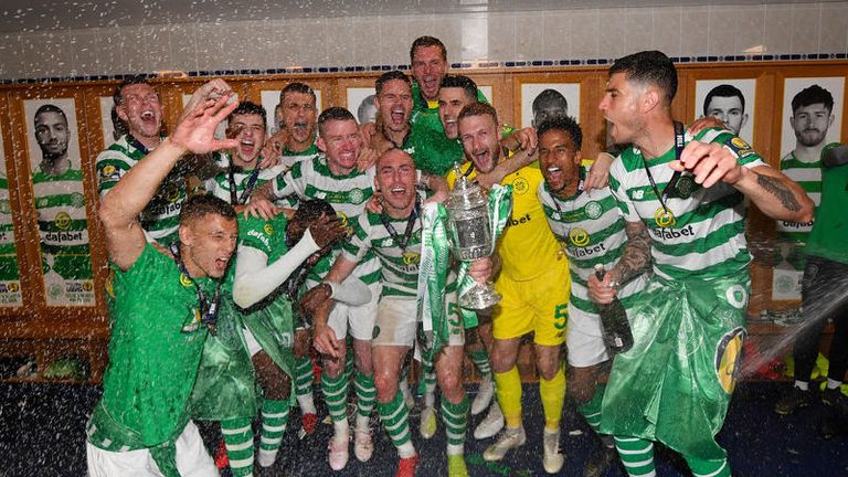 Celtic lifted their third Scottish FA Cup in a row at Hampden Park